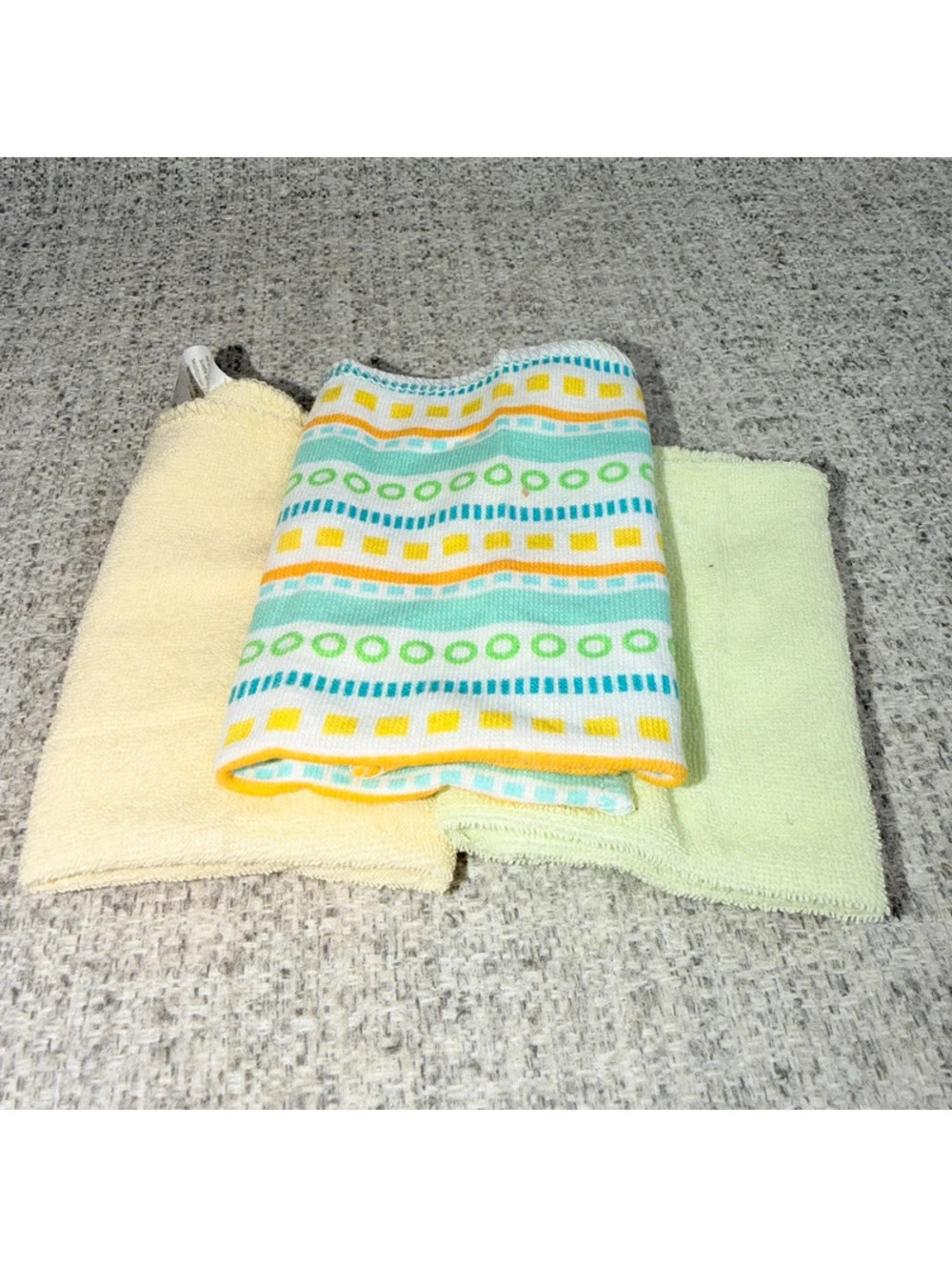 Spasilk Baby Washcloths 3 Pack Soft Cotton Blend Yellow Green Geometric Print